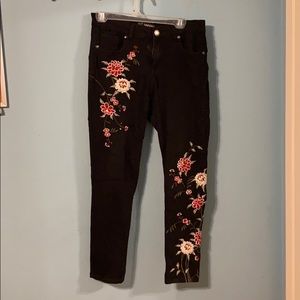 Embroidered Black Pants